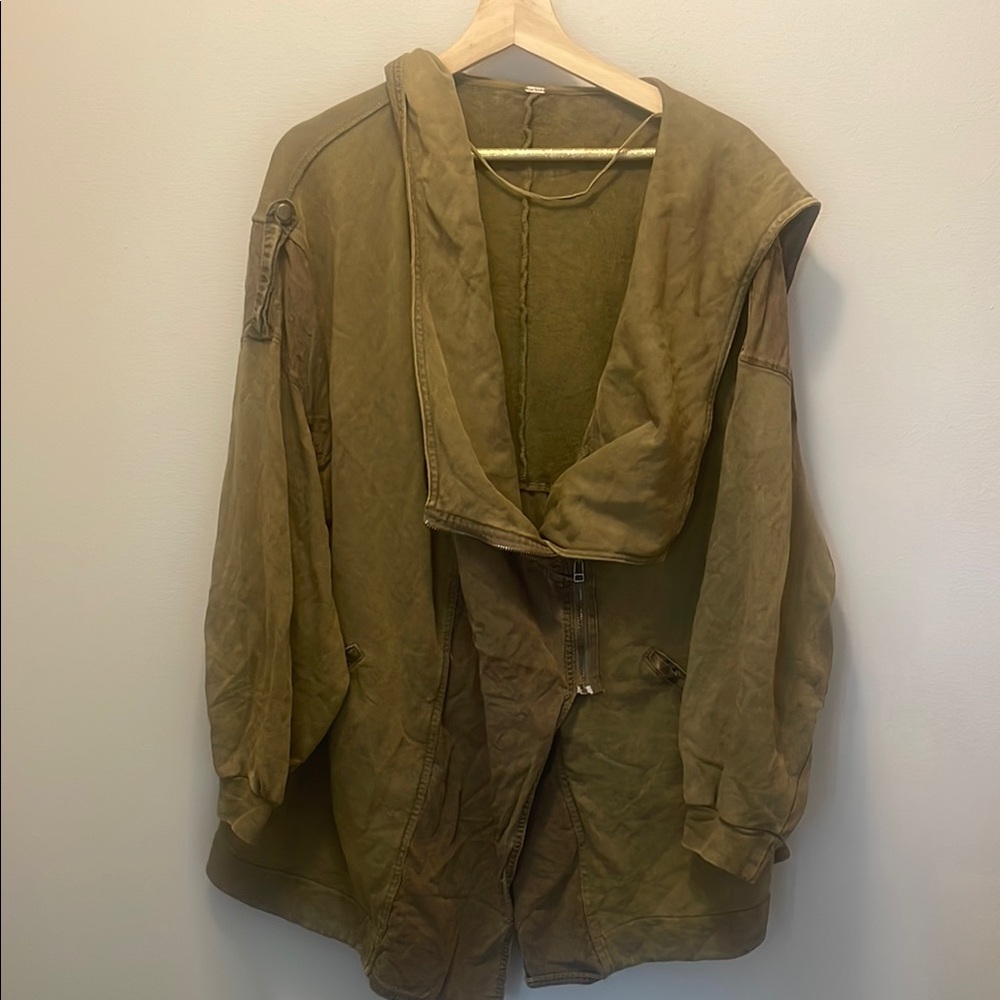 Free People Olive Green Hooded Jacket